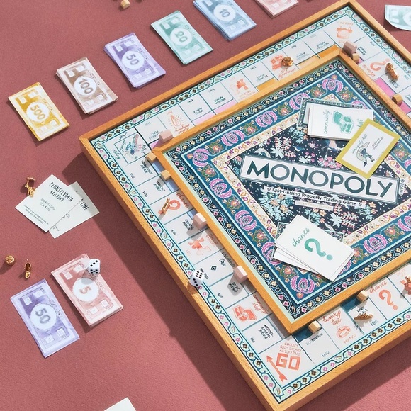 Anthropologie Other - Anthropologie Monopoly board game large wooden peacock pastel floral boho